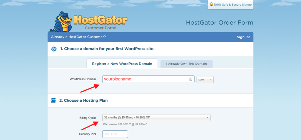 Hostgator WordPress Starter Plan Sign Up Tutorial