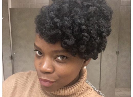natural hairstyle for work - curly updo