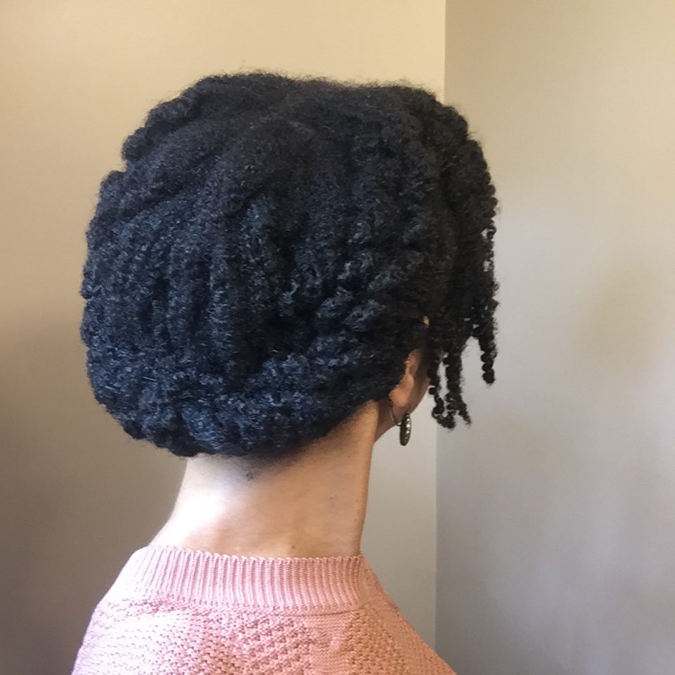 long natural hairstyle braid out updo