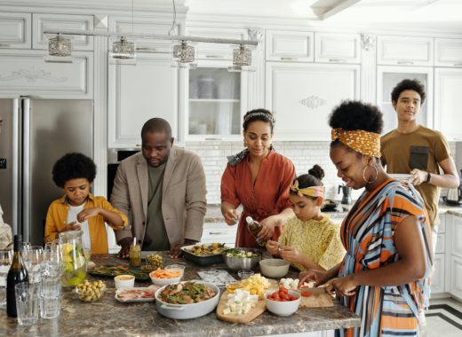 black family meal kitchen